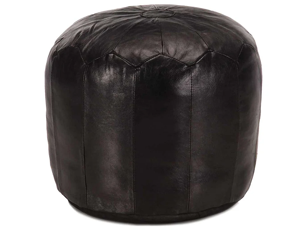 Pouf 40 x 35 cm Noir Cuir véritable de chèvre