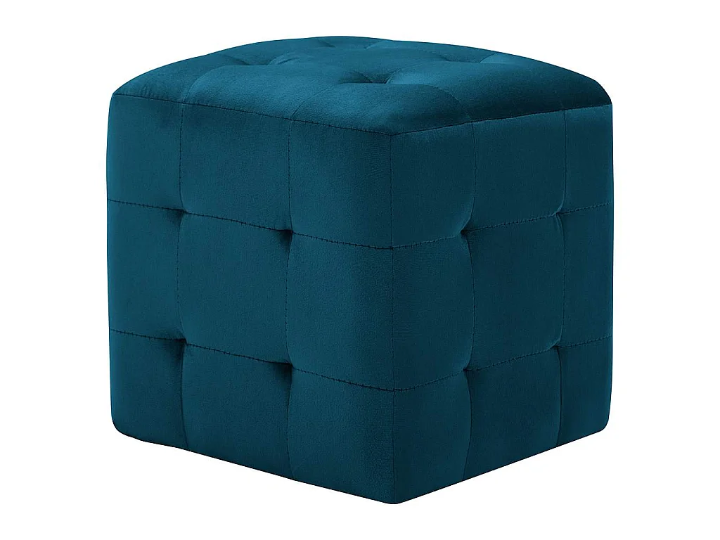 2 pcs Poufs Bleu 30 x 30 x 30 cm Tissu velours