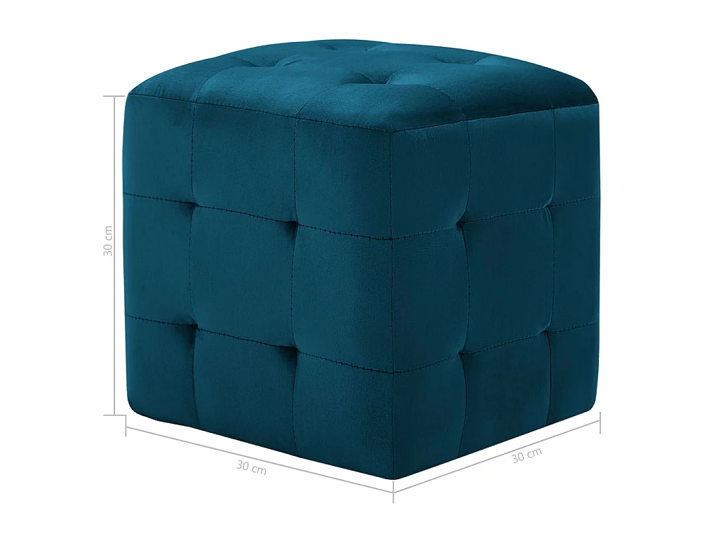 2 pcs Poufs Bleu 30 x 30 x 30 cm Tissu velours