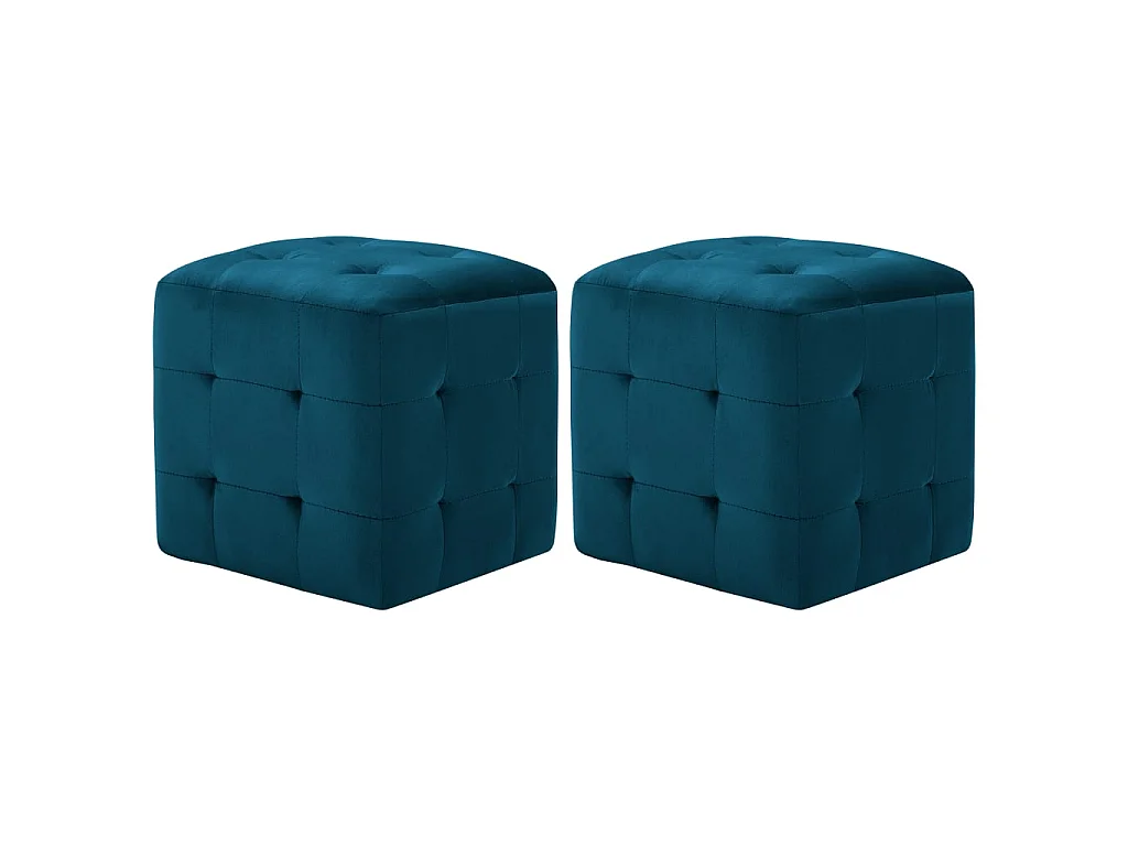 2 pcs Poufs Bleu 30 x 30 x 30 cm Tissu velours
