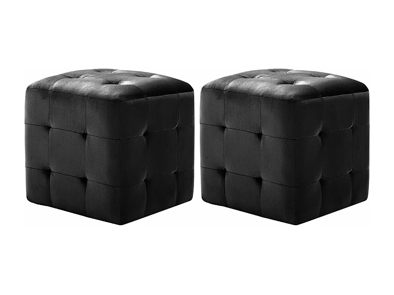 Pouf 2 Stk. Schwarz 30x30x30 cm Samtstoff
