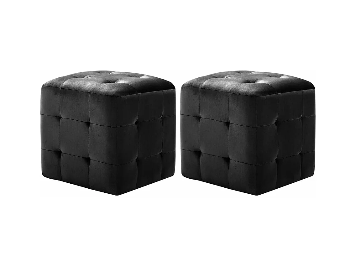 2 pcs Poufs Noir 30 x 30 x 30 cm Tissu velours