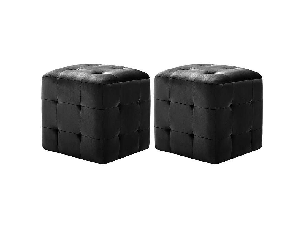 2 pcs Poufs Noir 30 x 30 x 30 cm Tissu velours