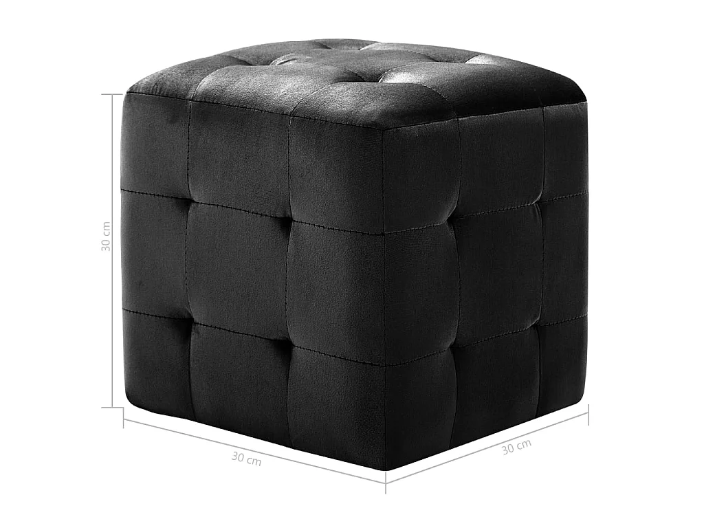 2 pcs Poufs Noir 30 x 30 x 30 cm Tissu velours