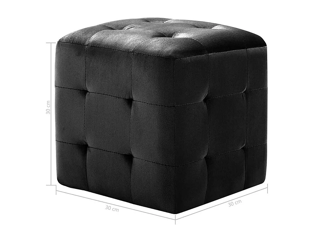 2 pcs Poufs Noir 30 x 30 x 30 cm Tissu velours
