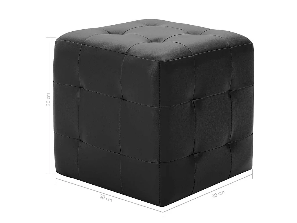 Poufs 2 pcs Noir 30 x 30 x 30 cm Similicuir