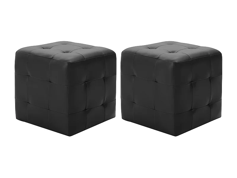 Poufs 2 pcs Noir 30 x 30 x 30 cm Similicuir