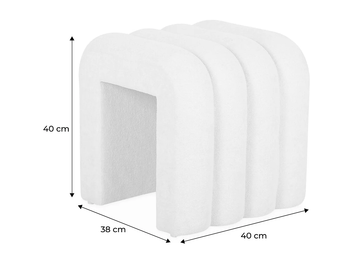 Set di 2 pouf contemporanei, tessuto, bianco