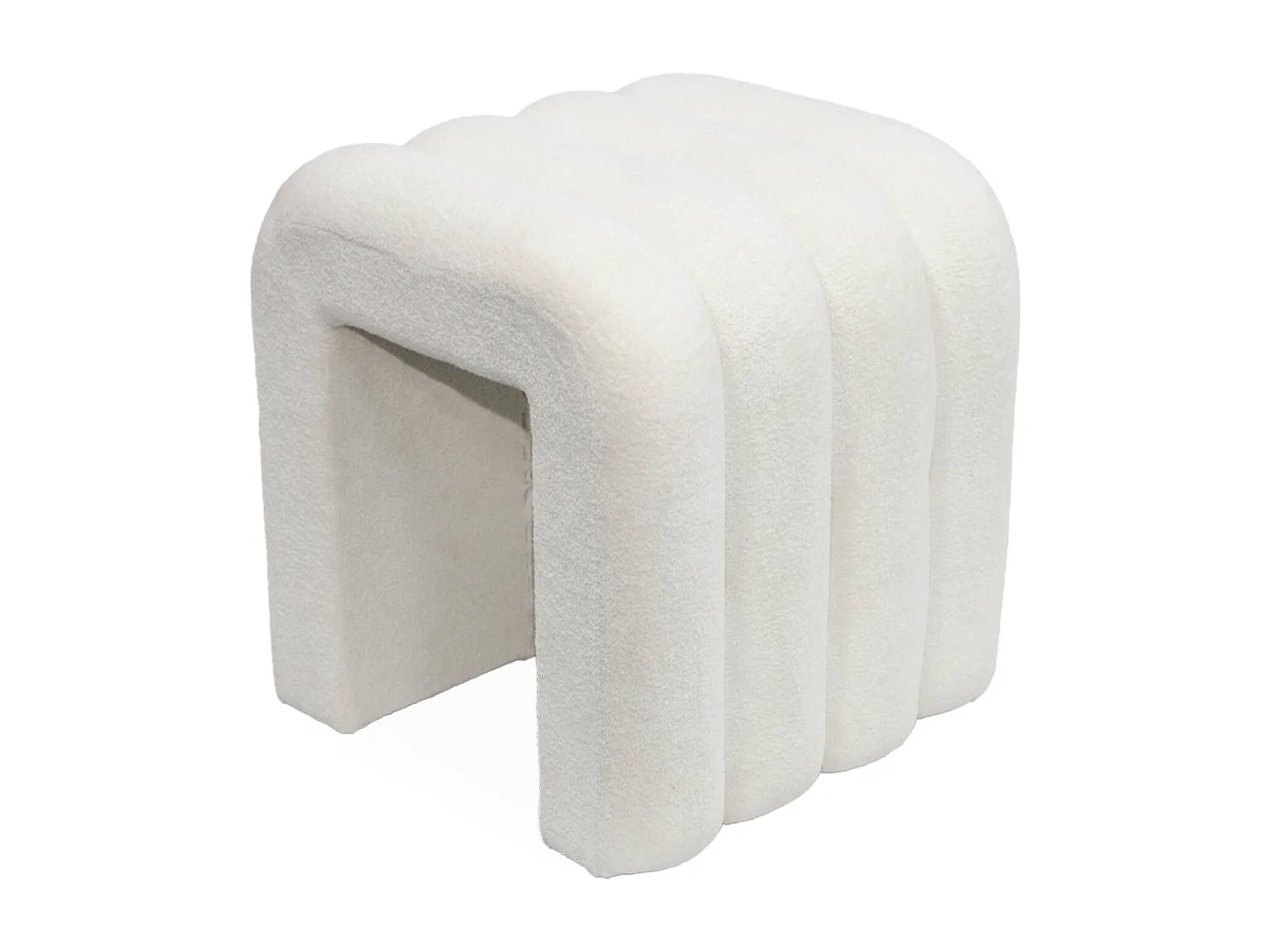 Set di 2 pouf contemporanei, tessuto, bianco