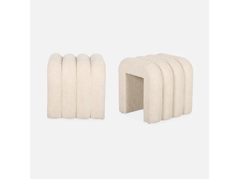Puff contemporáneo de tela, set de 2 beige
