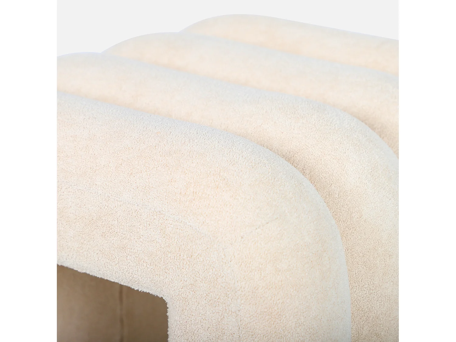 Set di 2 pouf contemporanei, tessuto, beige