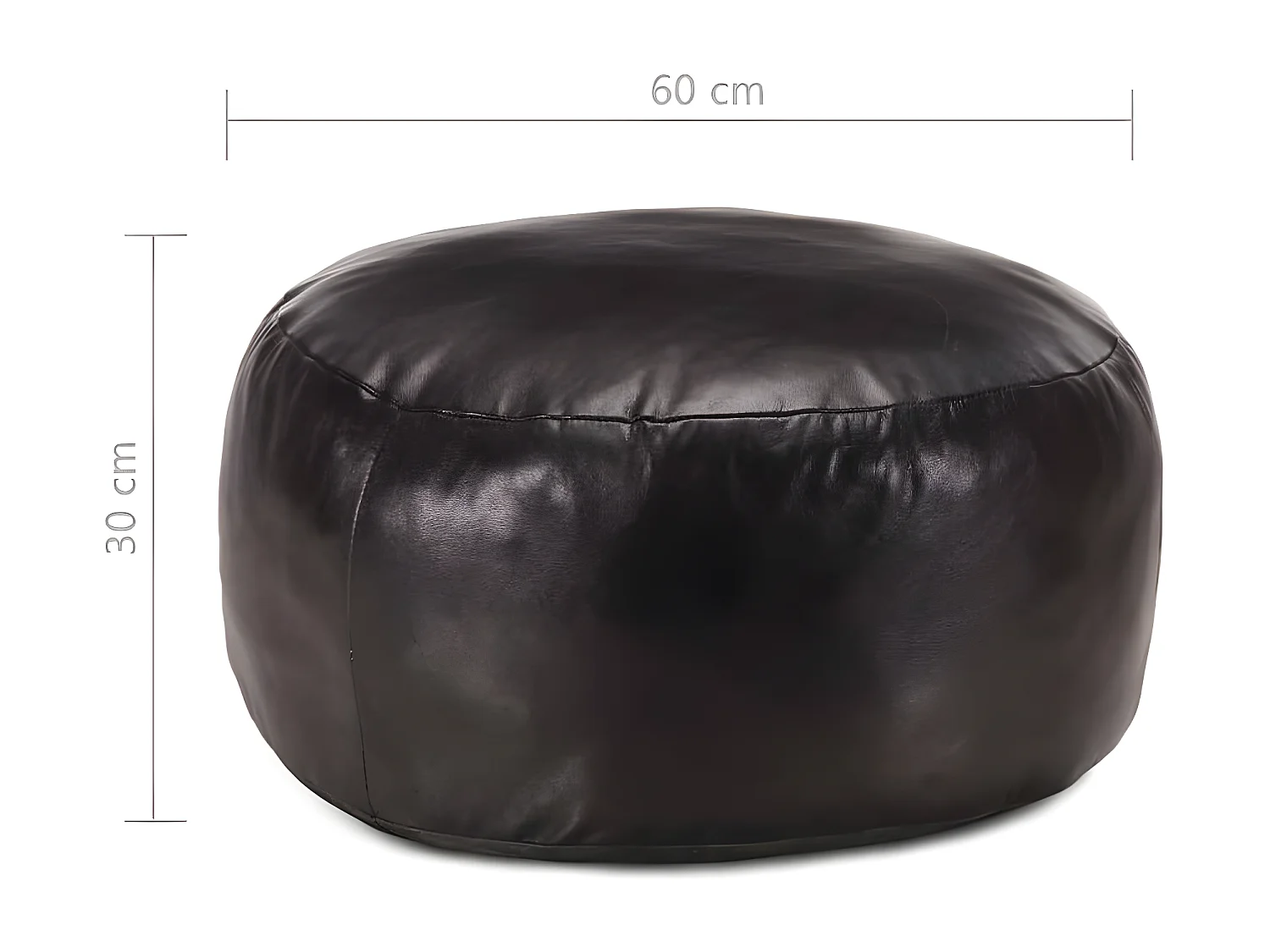 Pouf 60 x 30 cm Noir Cuir véritable de chèvre