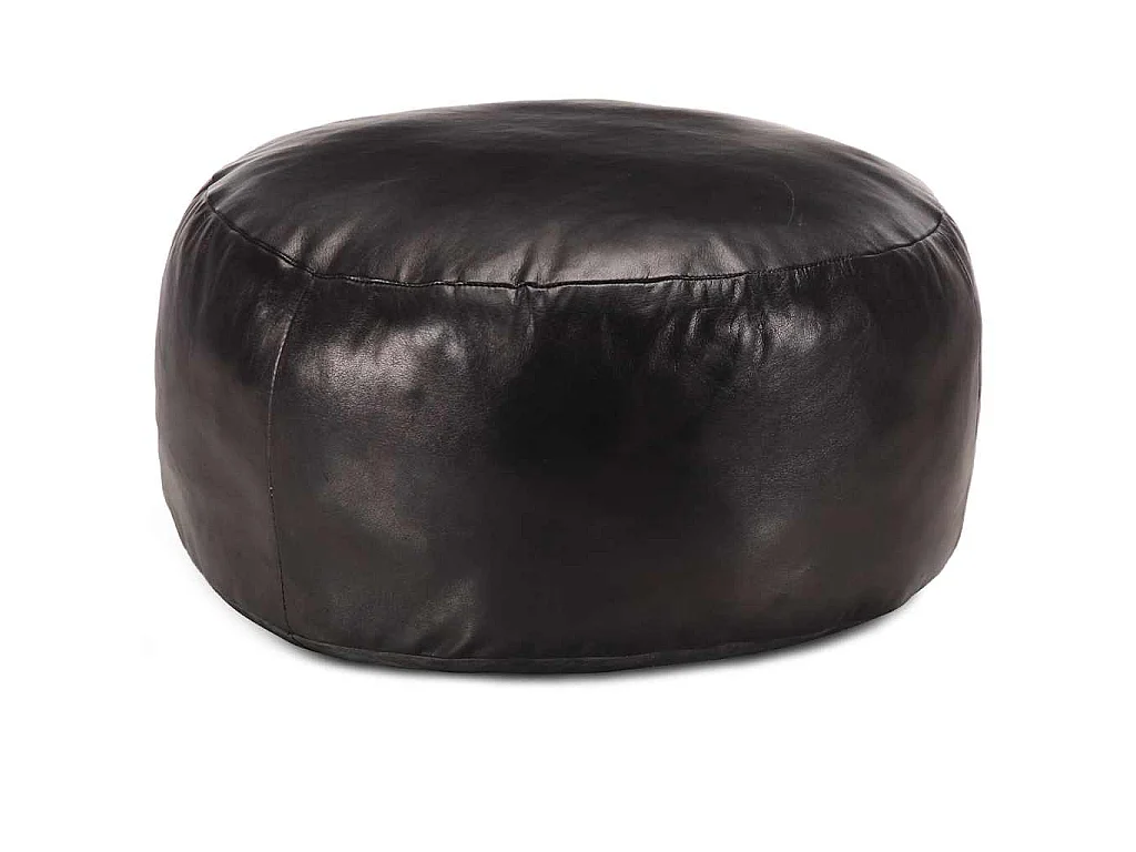 Pouf 60 x 30 cm Noir Cuir véritable de chèvre