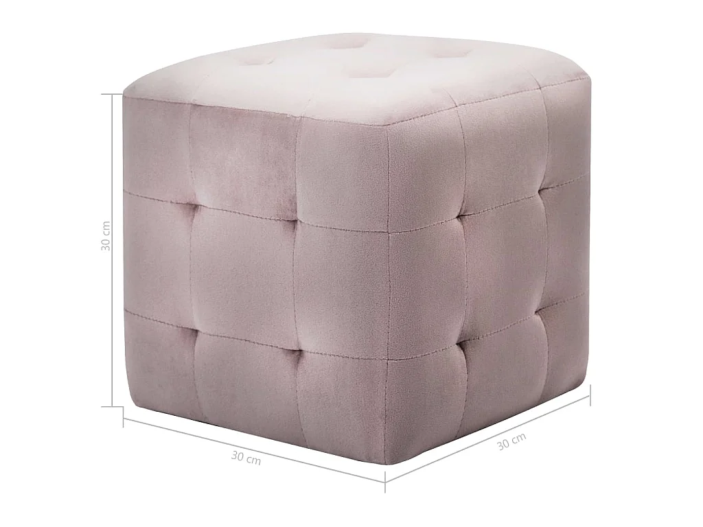 Pouf 2 Stk. Rosa 30x30x30 cm Samtstoff