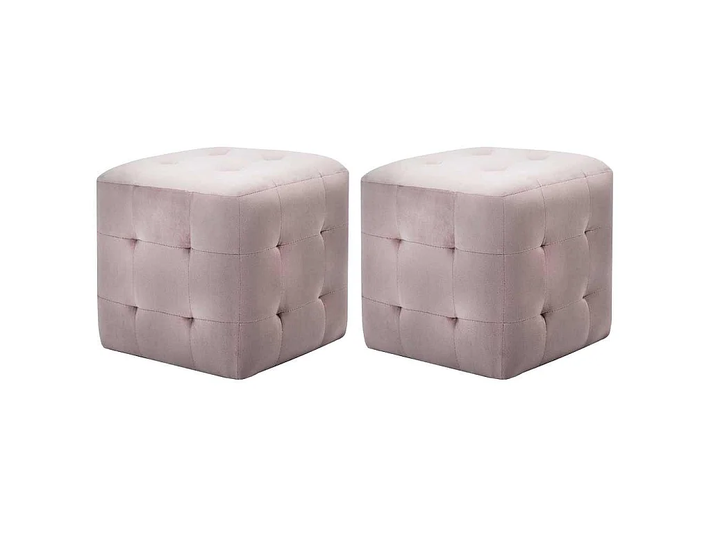 2 pcs Poufs Rose 30 x 30 x 30 cm Tissu velours
