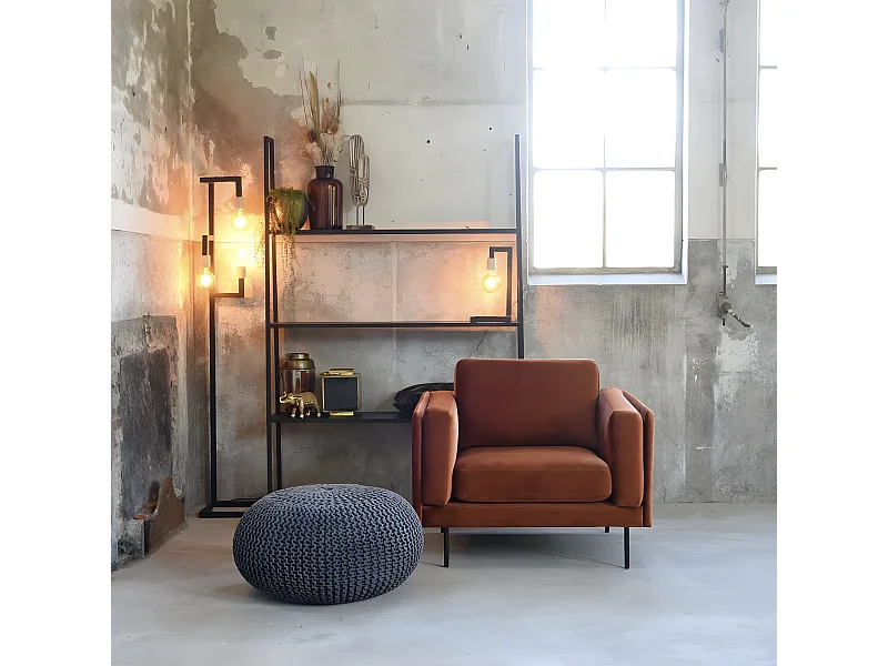 Pouf tricoté Coton L Gris foncé