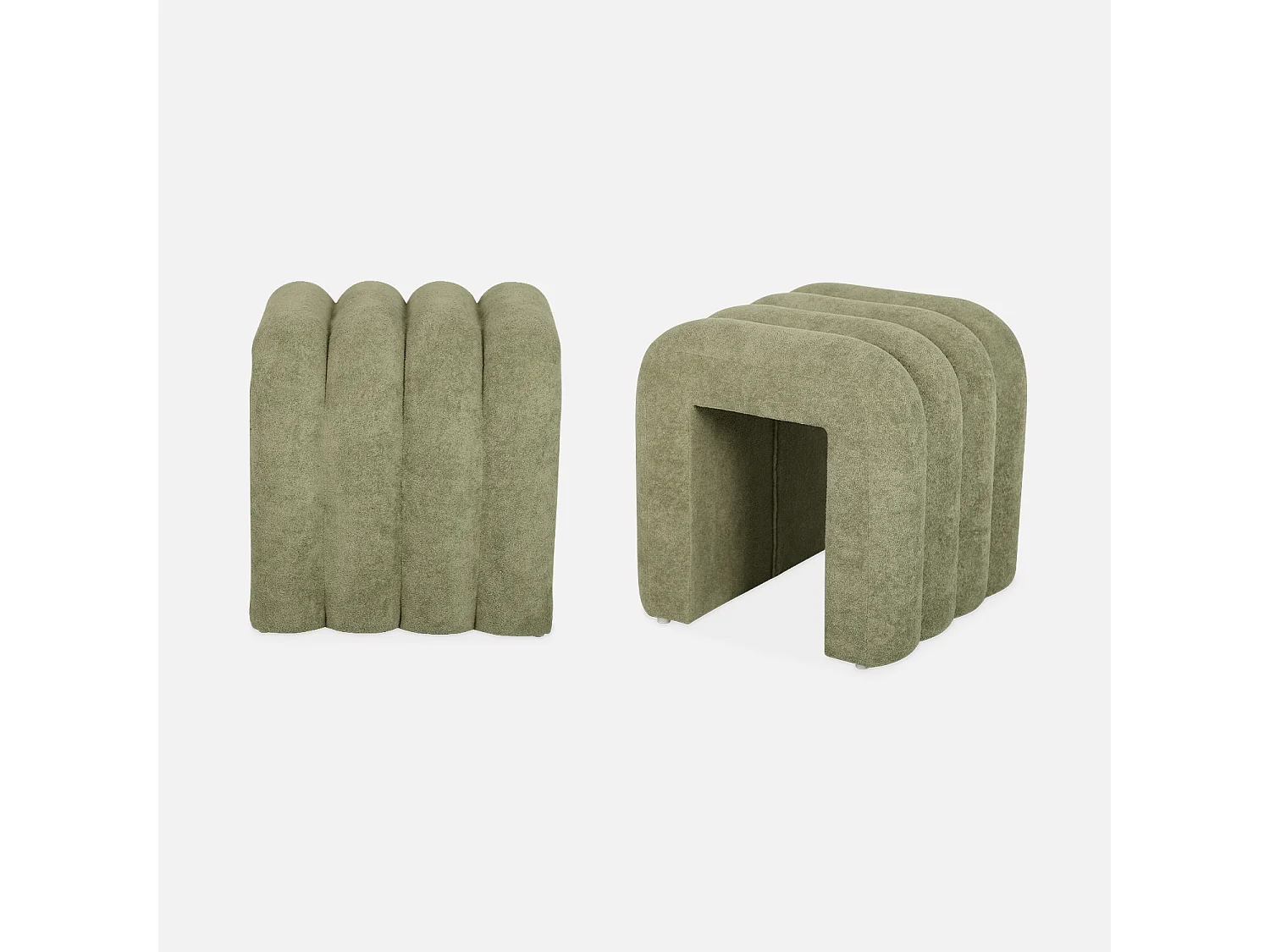 Set di 2 pouf contemporanei, tessuto, verde
