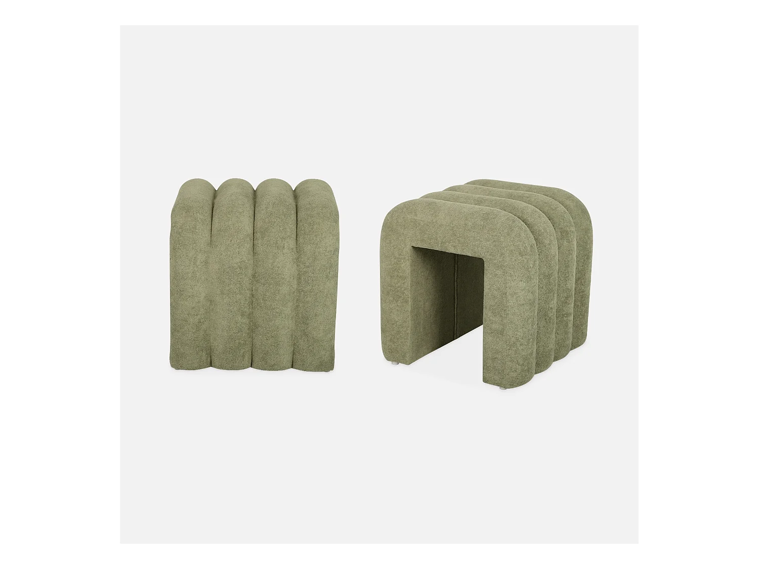 Set de 2 poufs contemporains en tissu vvert