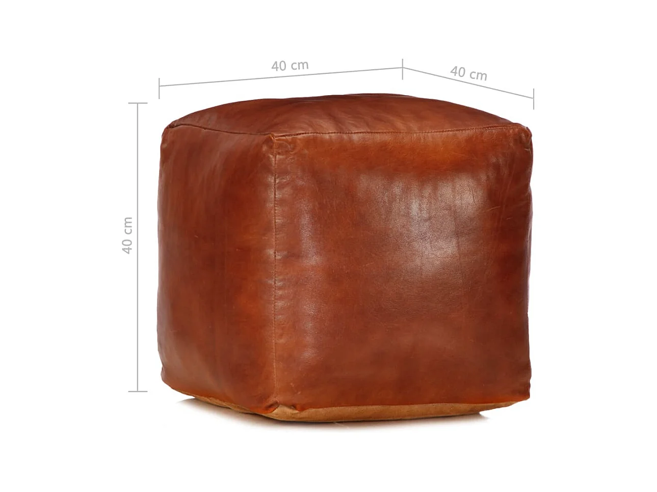 Poef 40x40x40 cm echt geitenleer tan