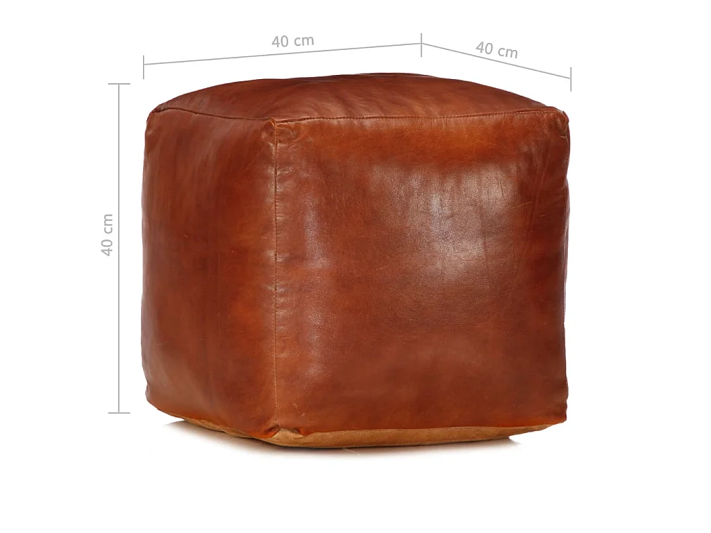Pouf Tanno 40x40x40 cm in Vera Pelle di Capra