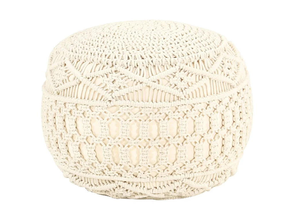 Pouf Lavorato a Mano in Macramé 45x30 cm in Cotone