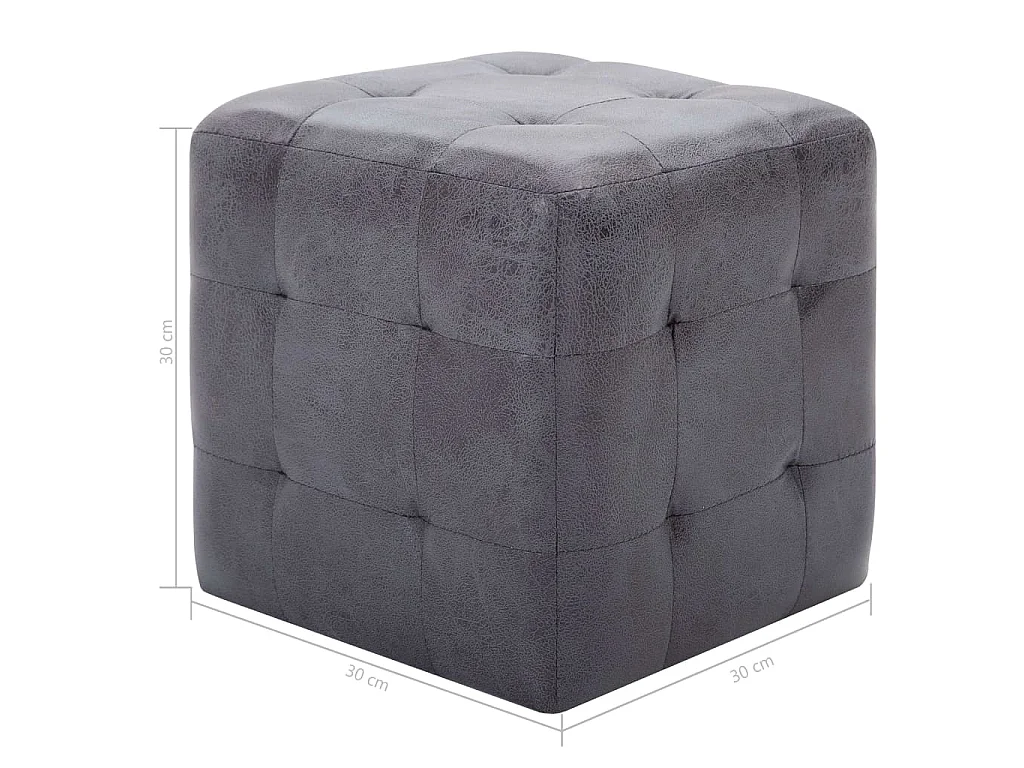 Pouf 2 Stk. Grau 30x30x30 cm Wildleder-Optik