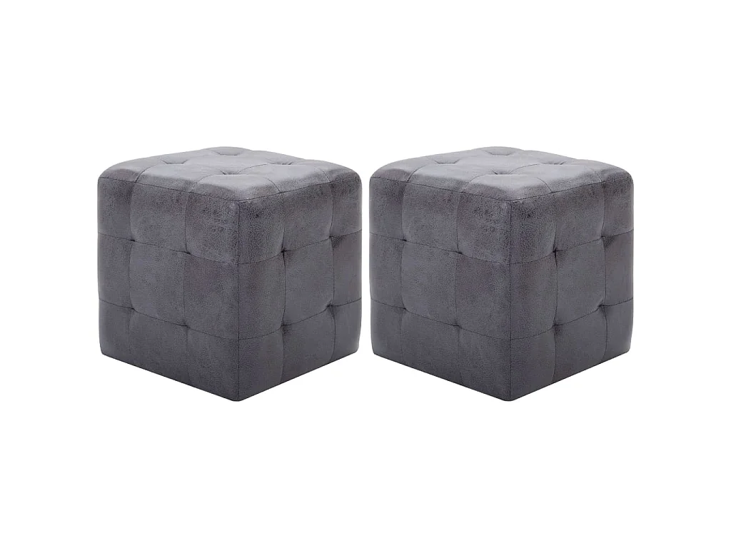 2 pcs Poufs Gris 30 x 30 x 30 cm Similicuir daim