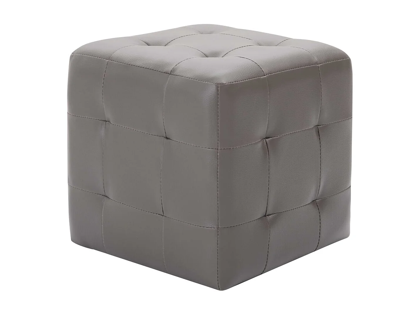 Poef 2 st 30x30x30 cm kunstleer grijs