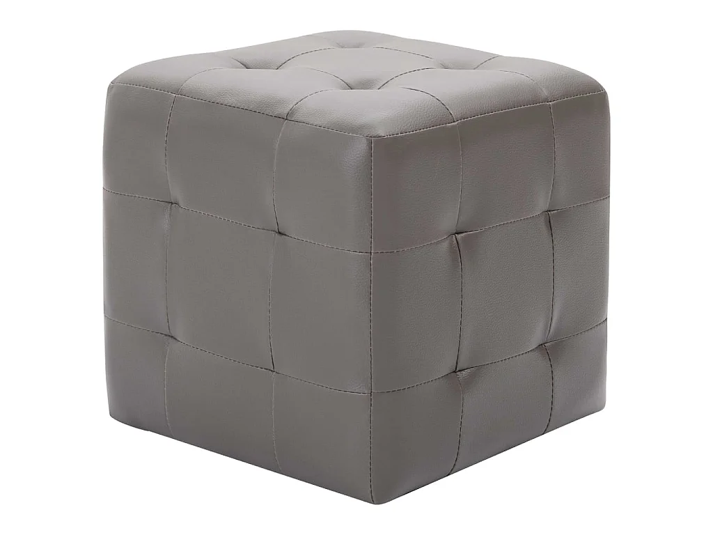 2 pcs Poufs Gris 30 x 30 x 30 cm Similicuir