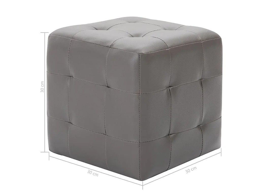 2 pcs Poufs Gris 30 x 30 x 30 cm Similicuir