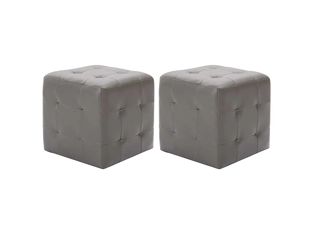 2 pcs Poufs Gris 30 x 30 x 30 cm Similicuir