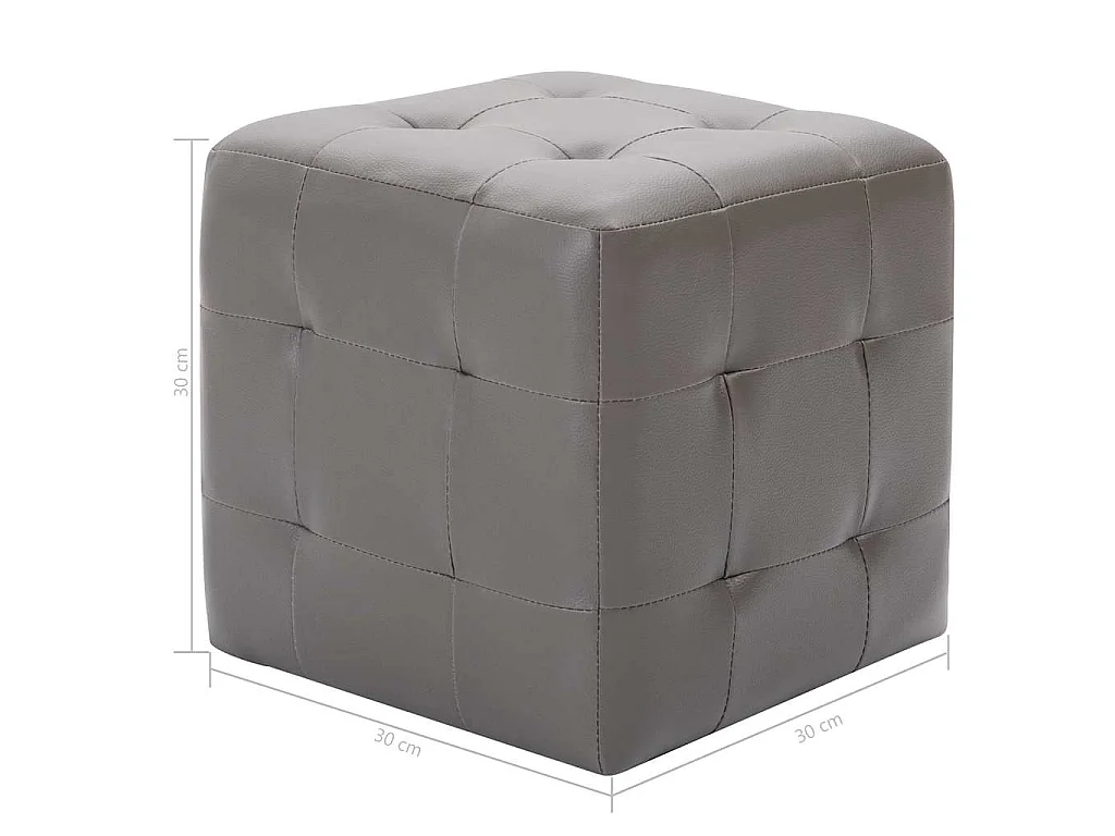 2 pcs Poufs Gris 30 x 30 x 30 cm Similicuir