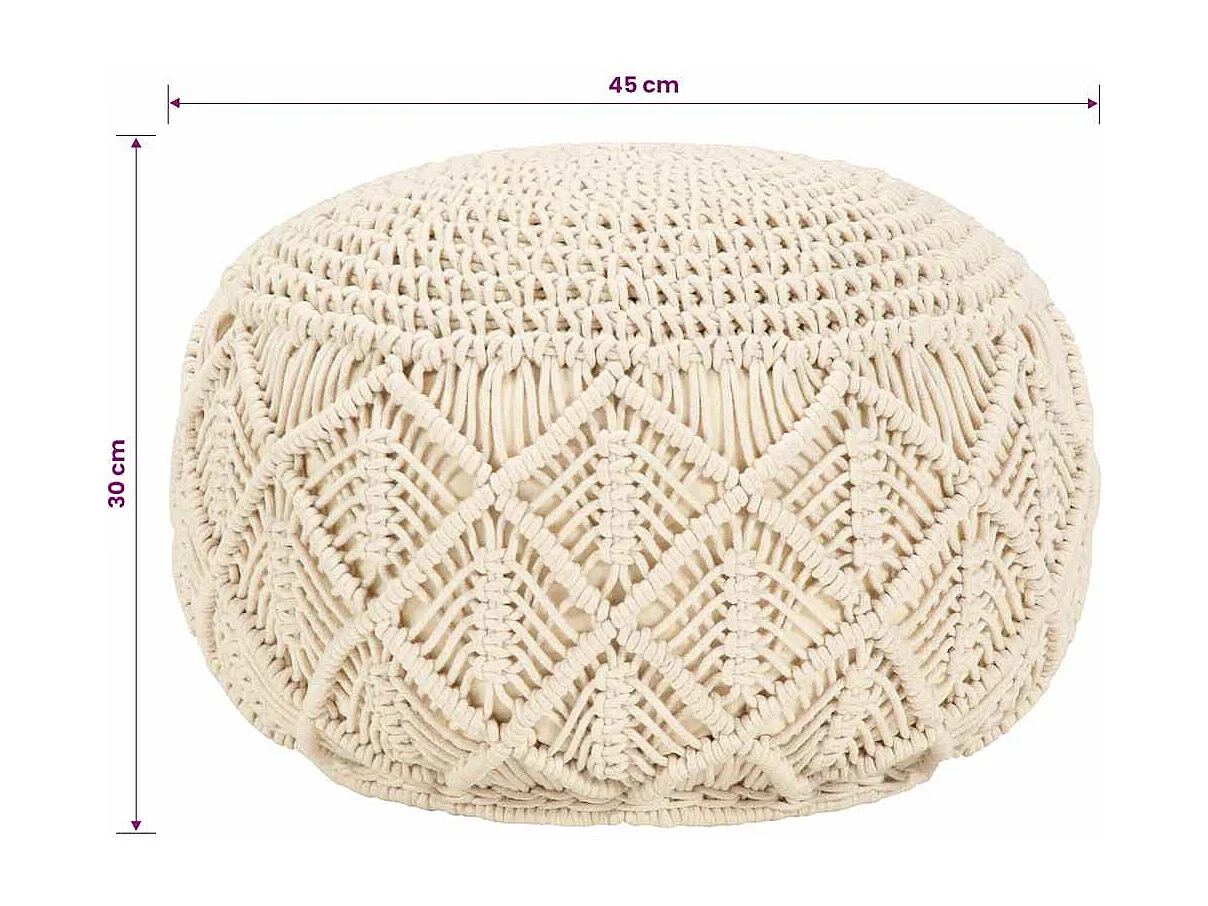 Poef macramé handgemaakt 45x30 cm katoen