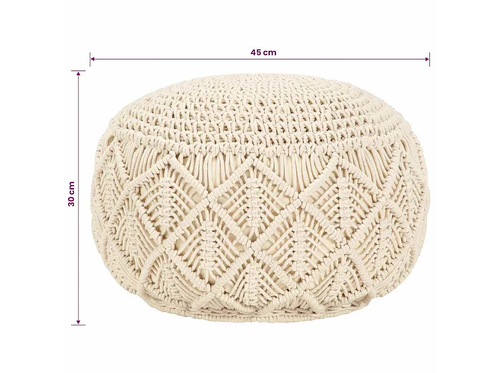 Poef macramé handgemaakt 45x30 cm katoen