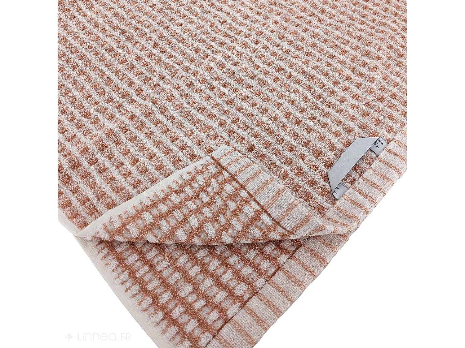 Parure de bain pur coton collection GLOW motifs quadrillés 7 pièces marron