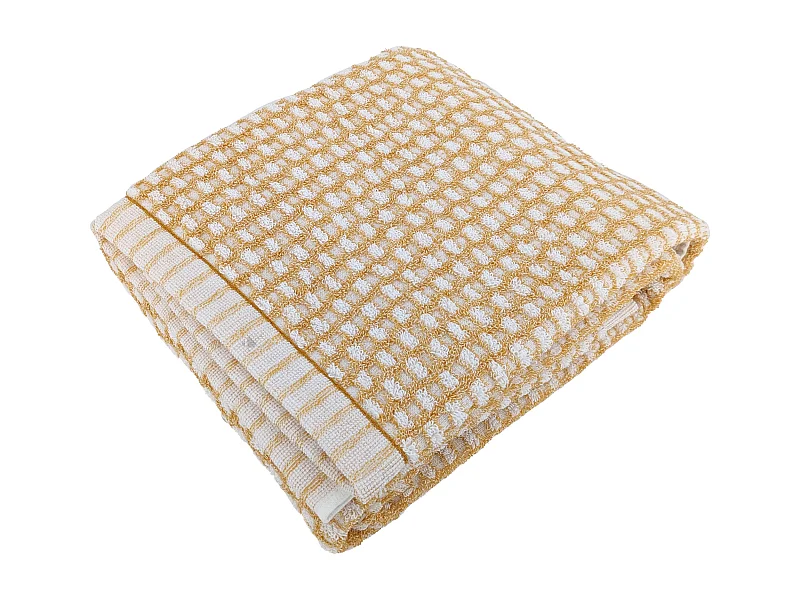 Drap de douche 70x140 cm pur coton motifs quadrillés collection GLOW jaune