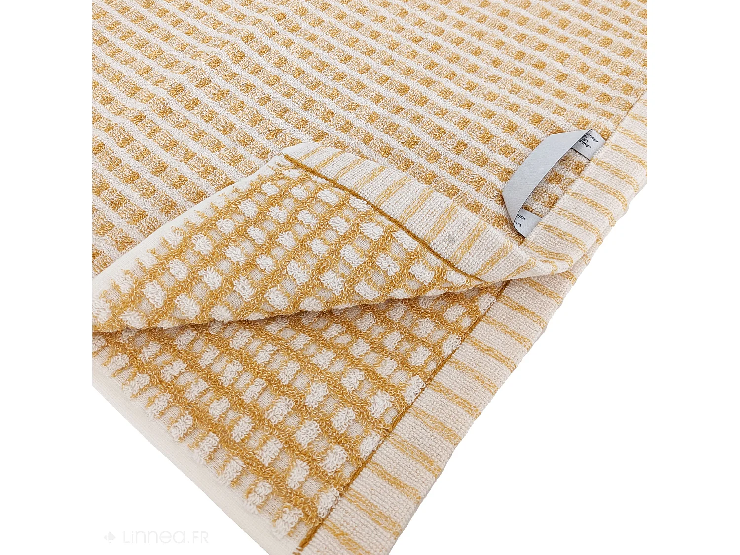 Drap de douche 70x140 cm pur coton motifs quadrillés collection GLOW jaune