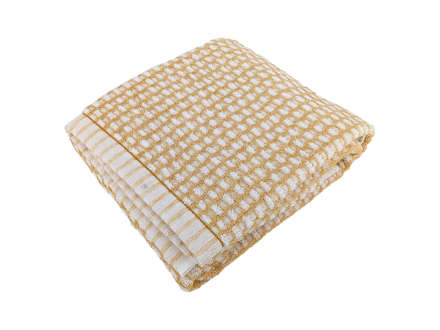 Drap de douche 70x140 cm pur coton motifs quadrillés collection GLOW jaune