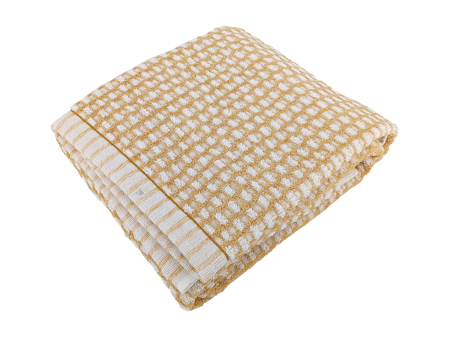 Drap de douche 70x140 cm pur coton motifs quadrillés collection GLOW jaune