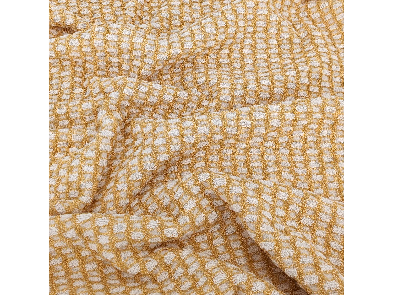 Drap de douche 70x140 cm pur coton motifs quadrillés collection GLOW jaune