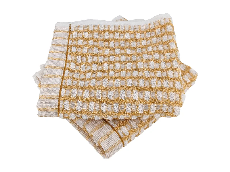 Lot de 2 serviettes invité 33x50 cm pur coton collection GLOW jaune