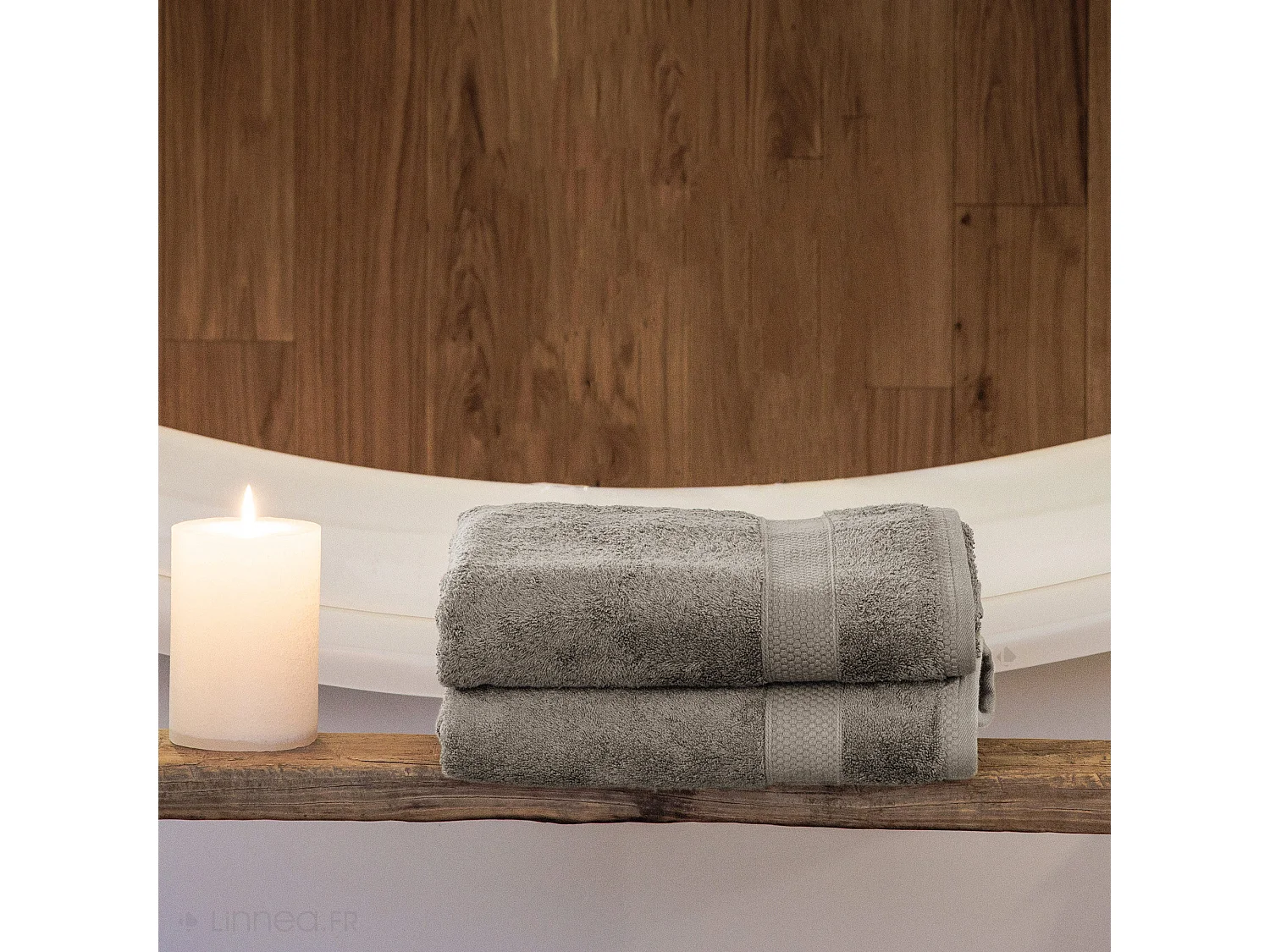Lot de 2 serviettes invité coton 550 g/m2 30x50cm NAÏA beige Chanvre