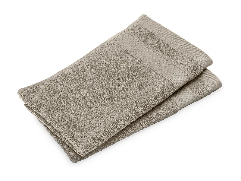 Lot de 2 serviettes invité coton 550 g/m2 30x50cm NAÏA beige Chanvre