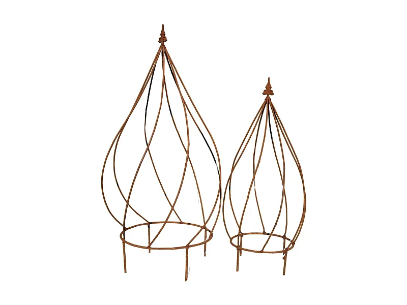 Topiaire en fer forgé rouillé (Lot de 2)