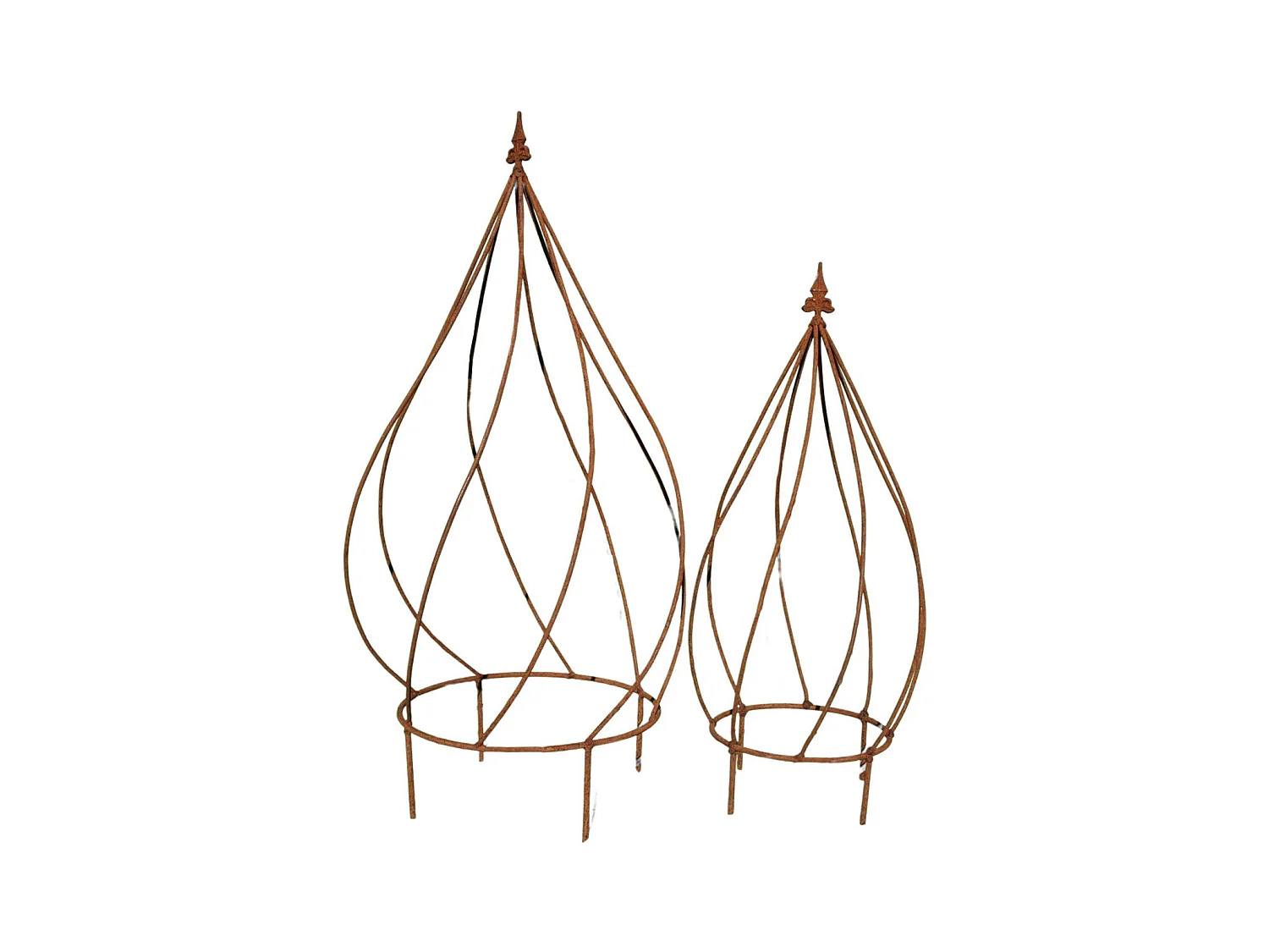 Topiaire en fer forgé rouillé (Lot de 2)