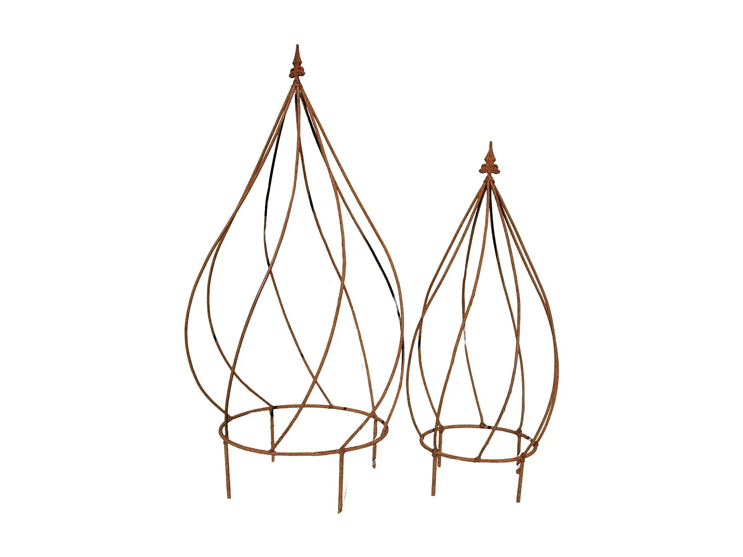 Topiaire en fer forgé rouillé (Lot de 2)