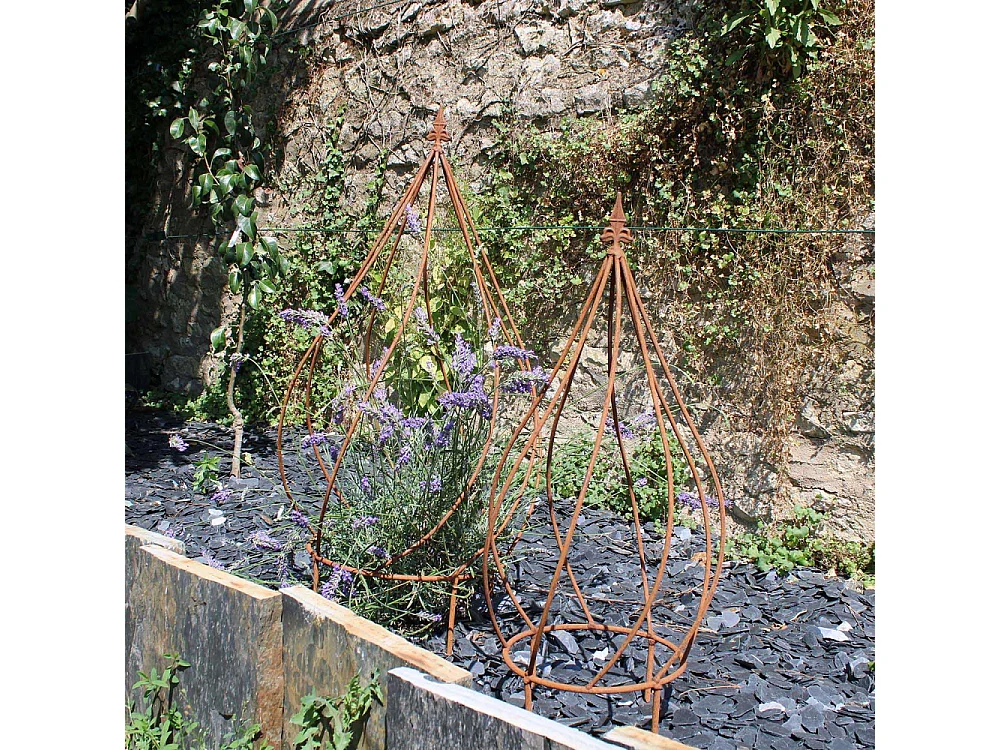 Topiaire en fer forgé rouillé (Lot de 2)