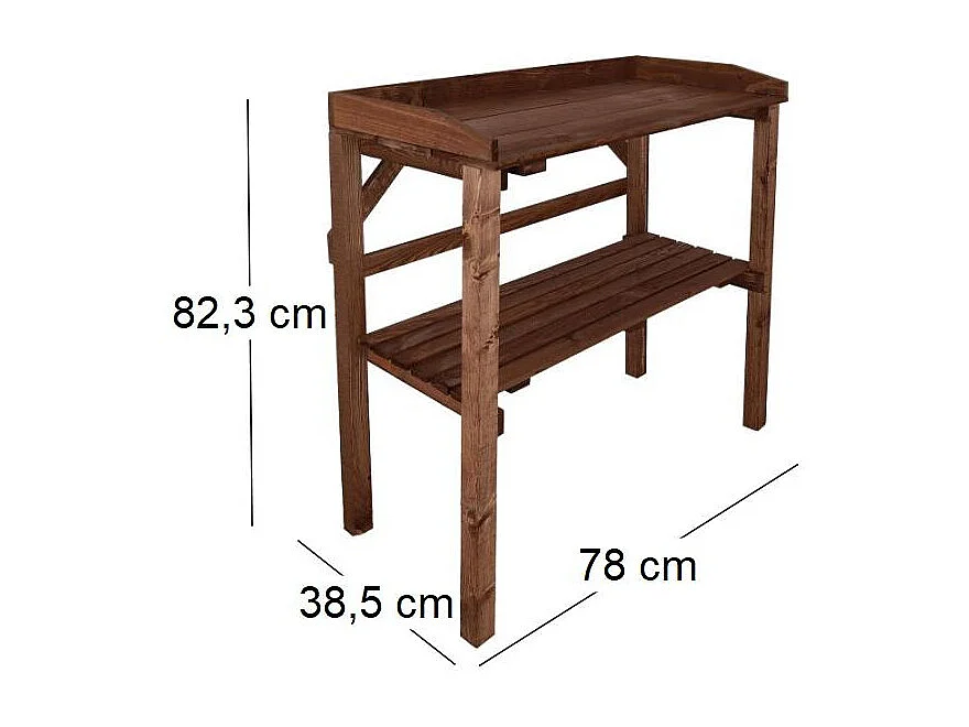 Table à rempoter en pin Nature Teinté marron