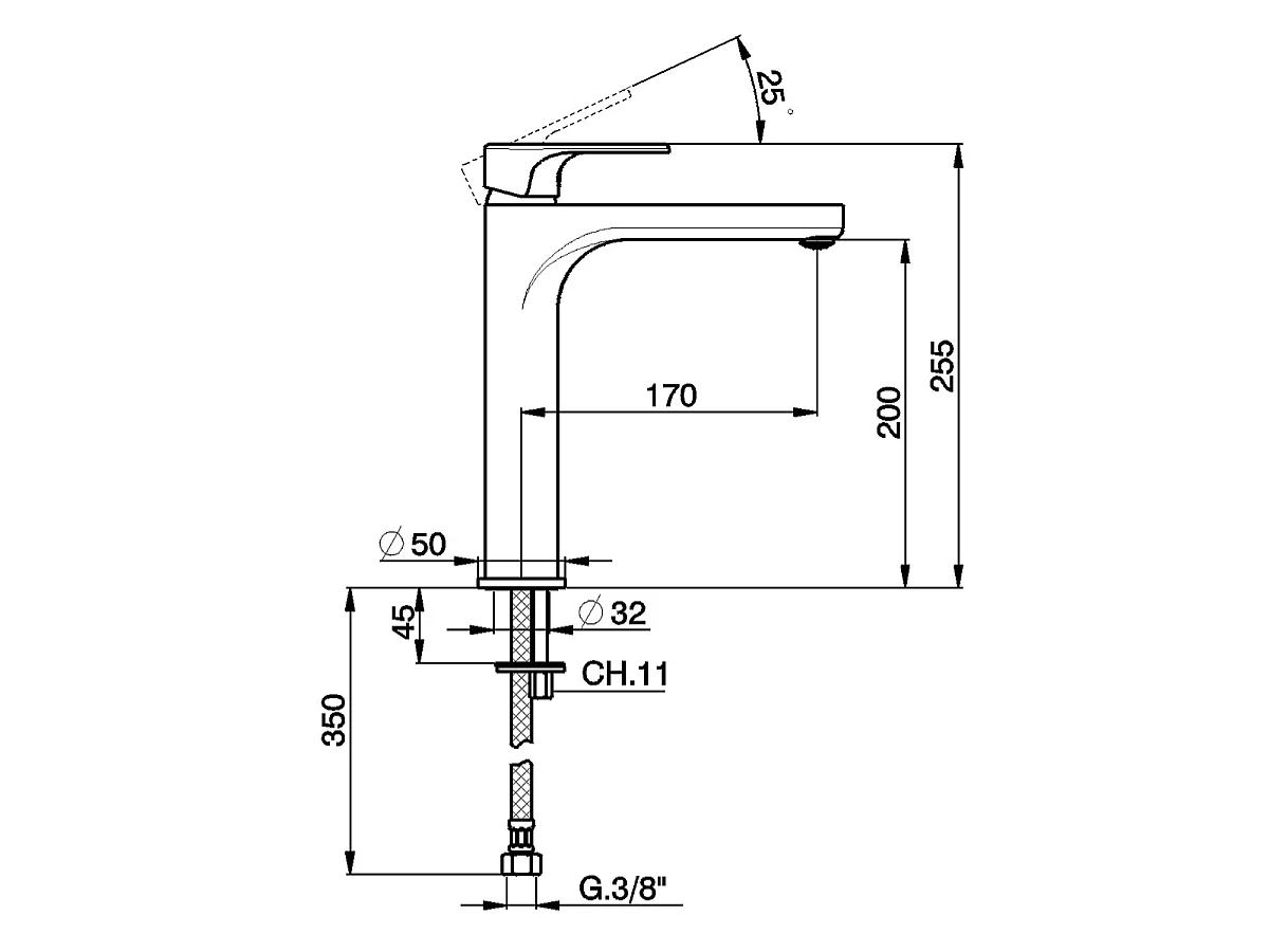 Balma mitigeur lavabo haut chrome NF - Essebagno