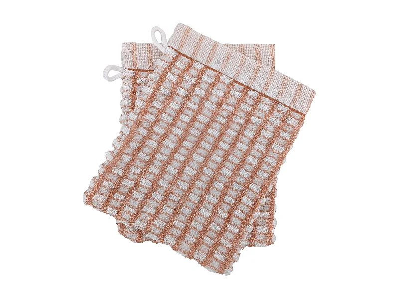 Lot de 2 gants de toilette 16x21 cm pur coton collection GLOW marron